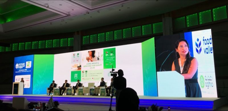 Manisha Juneja, Market Research Lead MEA, presenting Toluna’s report ‘Plant-Based Food and Beverage Revolution in the Middle East’ at the Future Food Conference in Dubai in October 2022.
