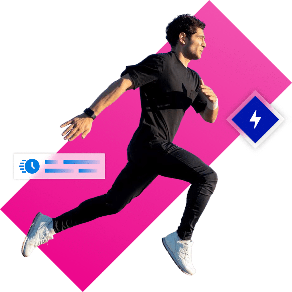 Man running fast, symbolizing the speed and efficiency of Toluna's CLAIM solution for delivering high-quality results
