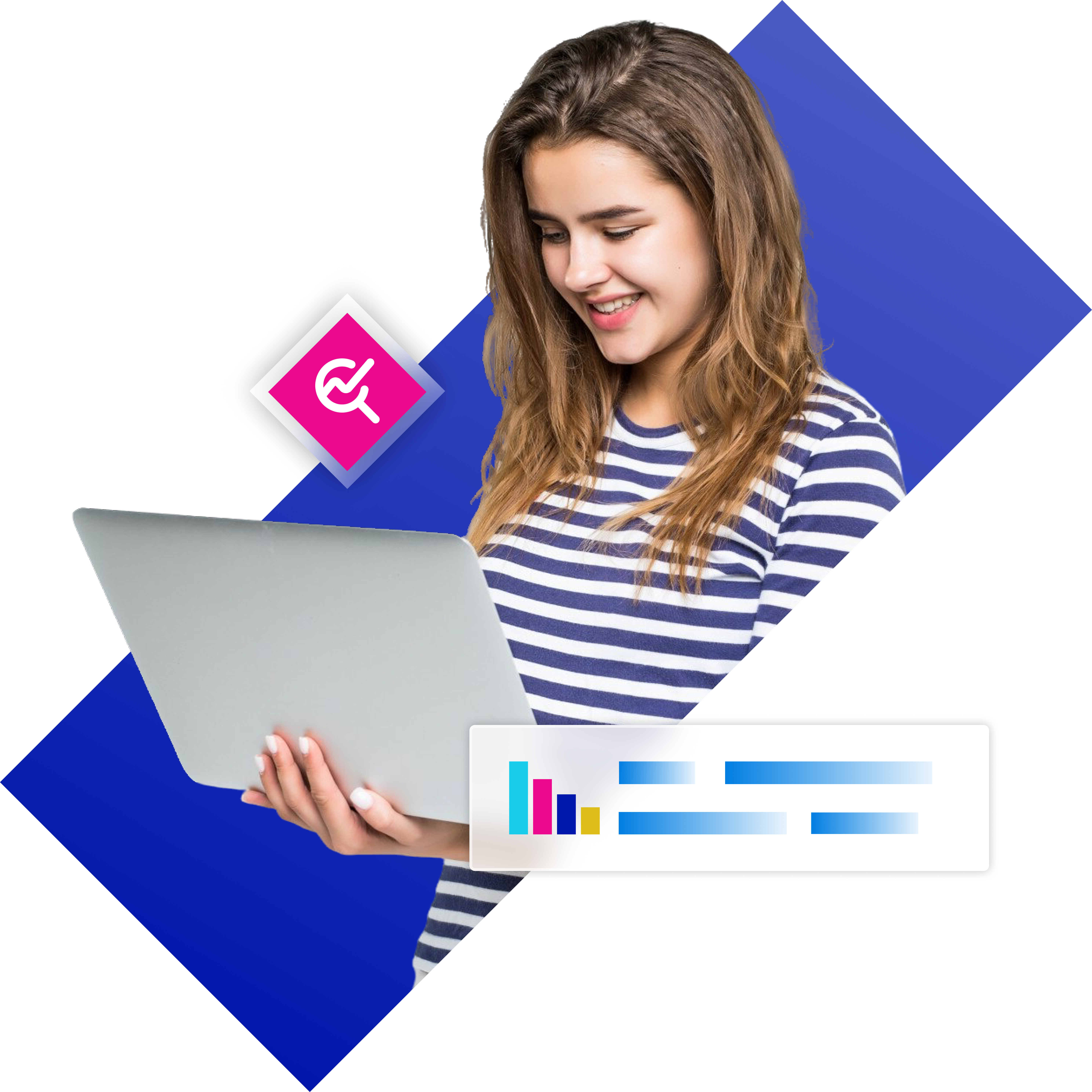 Woman exploring side-by-side comparison feature in Insights tab on Toluna Start platform