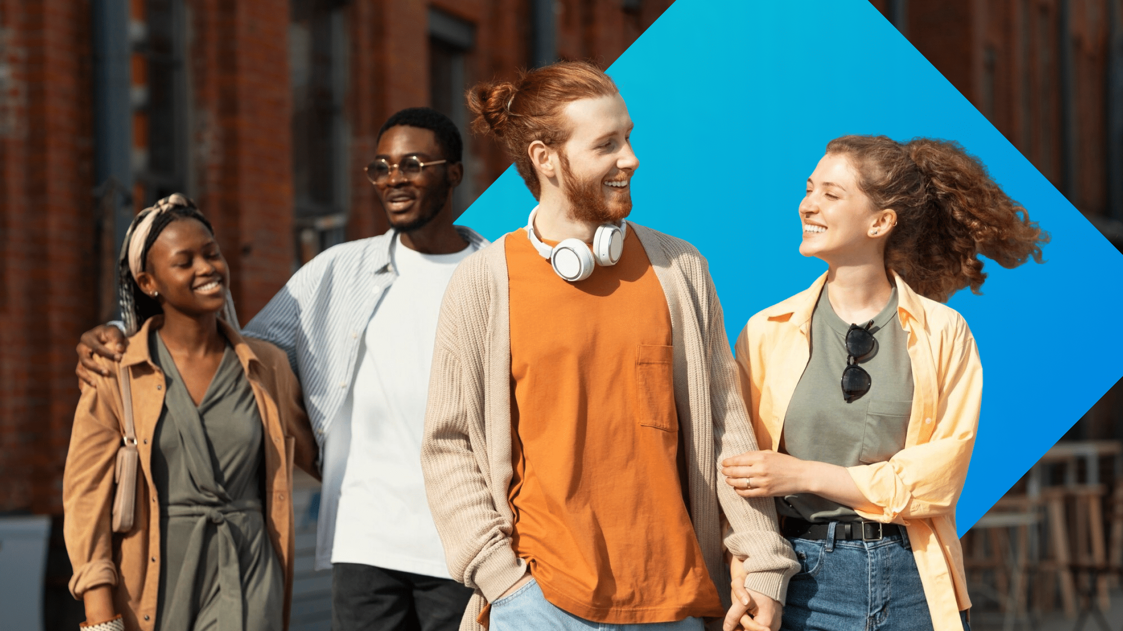 A group of young people look happy with each other