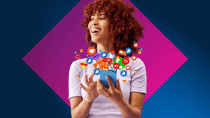 A woman using social media on her phone
