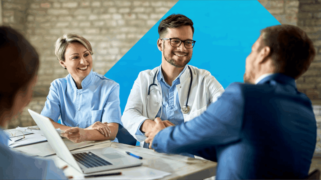 Healthcare professionals sit down to discuss the regulation for GenAI's usage in the healthcare industry