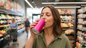 Gen Z consumer drinking a beverage, illustrating Toluna research into Gen Z snacking culture, beverage choices and consumer behavior.